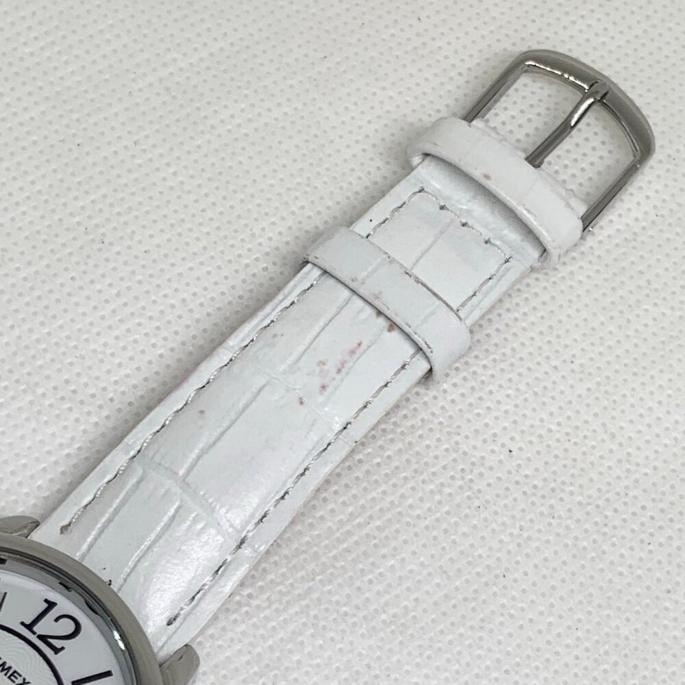 Timex indiglo women’s watch 35mm round silver tone quartz white leather running - Picture 4 of 9